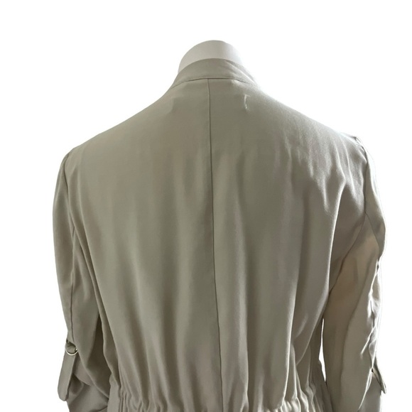 Zara Beige Fluid Oversized Drape Open Front Roll Tab Drawstring Waist Jacket - Picture 11 of 13